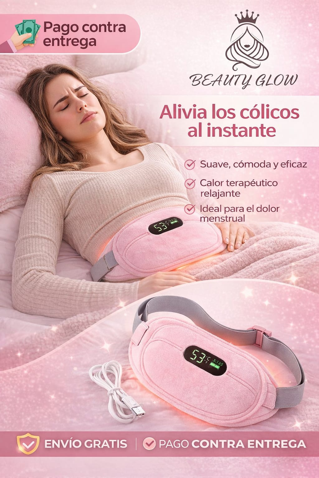 Cinturón Térmico RelaxGlow™ – Alivio Inteligente para Cólicos y Dolor Lumbar